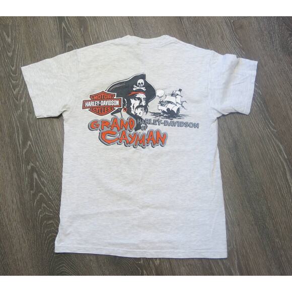 HARLEY DAVIDSON T SHIRT Cruzin the Caymans Size*see notes Pirate Beach Gray - Picture 4 of 6
